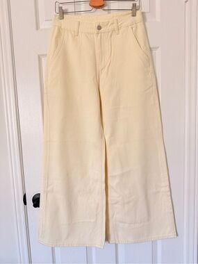 Burberry High Rise Wide Leg Jeans in Cream